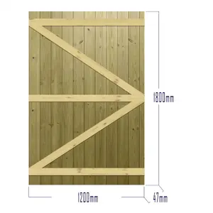 Premier Garden Supplies Pedestrian Gate 180cm (6ft) High x 120cm Wide Tongue & Groove Flat Top Semi-Braced Single Swing Gate