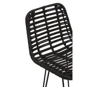 Interiors by Premier Black Natural Rattan Bar Chair, Contemporary Cane Dining Chair, Durable Rattan Bar Chair, Strong Bar Chair