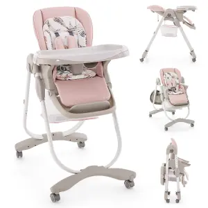 Costway Folding Baby High Chair Height Adjustable Convertible High Chair W/ Removable Tray