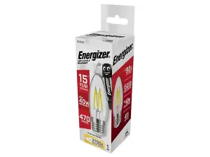 Energizer S12870 LED ES (E27) Candle Filament Non-Dimmable Bulb, Warm White 470 lm 4W ENGS12870