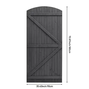 Outdoor Grey Arch Top Garden Wooden Gate Fence Door 180cm H