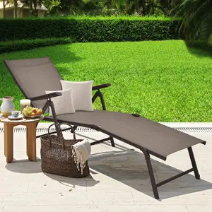 Costway 2Pcs Patio Foldable Chaise Lounge Chair Outdoor Portable Reclining Chair