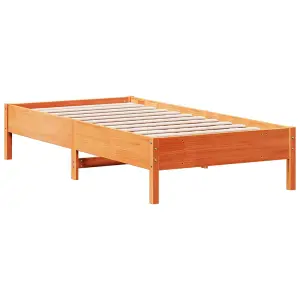 Berkfield Bed Frame without Mattress Wax Brown 75x190 cm Small Single Solid Wood Pine