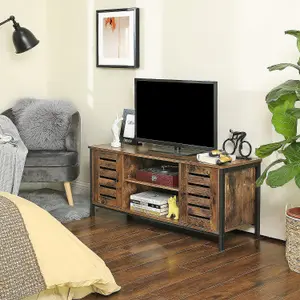 VASAGLE TV Stand, TV Console Unit with Shelves, Cabinet with Storage, Louvered Doors, for Living Room, Entertainment Room