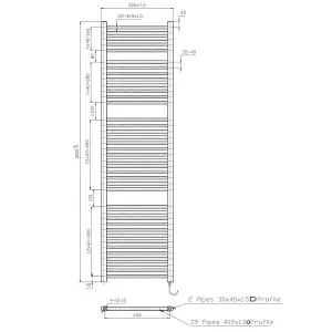 Right Radiators Electric Heated Towel Rail Radiator Straight Pre-filled Designer Ladder Warmer Chrome 1800x500 mm