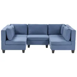 5-Seater Modular Fabric Sofa Blue UNSTAD