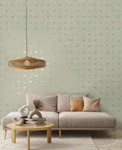 Holden Decor Honeycomb Bee Green Geometric and Insects Smooth Wallpaper