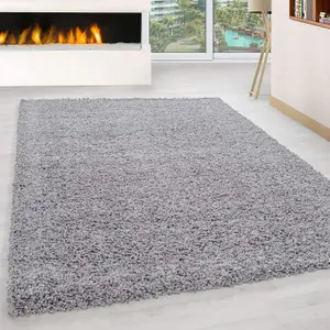 Abaseen 120x170 cm Silver Thick Pile Soft Shaggy Modern Rug