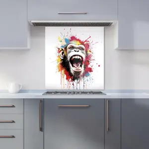 Coloured Splashart Crazy Monkey Face Premium Glass Kitchen Splashback W600mm x H750mm