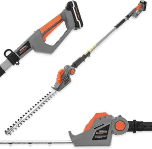 Terratek Cordless Hedge Trimmer 20V Li-Ion Long Reach Telescopic Garden Hedge Cutter