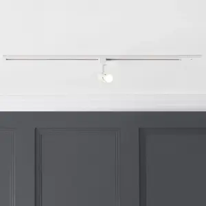 Litecraft Harlem White 1 Head 1m Straight Kitchen Ceiling Light with LED Bulbs