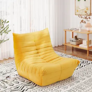 Lazy Floor Sofa Couch,  Ergonomic Design Fireside Chair, Yellow