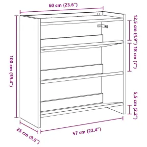 Berkfield Shoe Rack Sonoma Oak 60x25x62 cm Engineered Wood