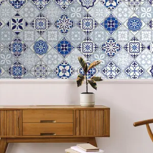 Walplus Blue Grace Mediterrranean Combo Tile Stickers