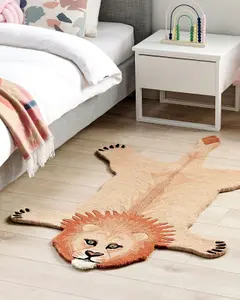 Wool Kids Rug Lion 100 x 160 cm Beige MUFASA