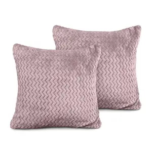 Moneeba Snug Soft Chevron Patterned Mink Moda Plush Cushion Mauve / 56cm x 56cm