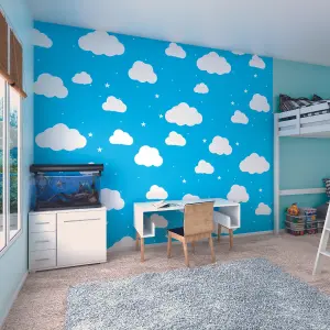 Origin Murals Cartoon Cloudy Sky Blue Matt Smooth Paste the Wall Mural 350cm Wide X 280cm High