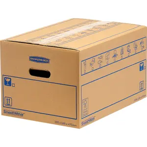 10 BANKERS BOX Cardboard Moving Boxes 39L Heavy Duty Double Wall Boxes 47 x 32 x 26cm Pack of 10