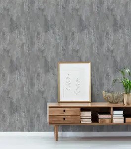 Grandeco Vincenzo Distressed Luxury Italian Plaster Grey Wallpaper