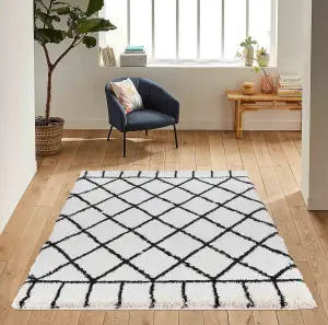 Moroccan Berber Shaggy Rugs Living Room Diamond Design Stone 80x150 cm