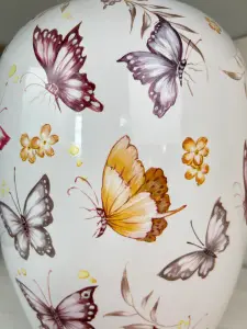 Pink Butterfly Ceramic Table Lamp with Plain Shade