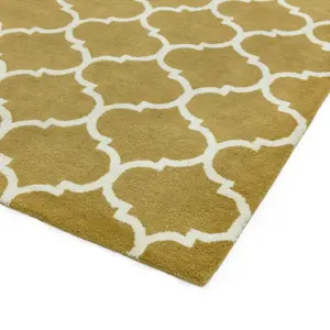 Yellow Wool Handmade Luxurious Modern Easy to Clean Geometric Rug For Dining Room Bedroom And Living Room-200cm X 290cm