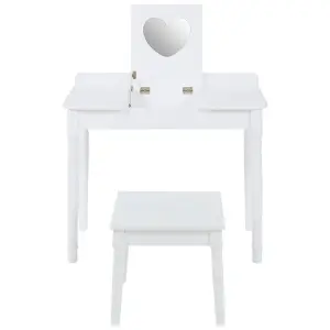 Interiors by Premier Childrens Dressing Table and Chair, Crisp White Dressing Table with Mirror, Body Posture Vanity Chair