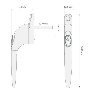 Yale Quartus Inline Window Handle - Champagne Gold, 30mm