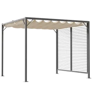 Outsunny Metal Pergola Patio Sun Shelter Grape Tent Retractable Canopy UV Cut