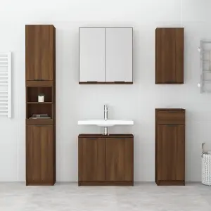 Berkfield 5 Piece Bathroom Cabinet Set Brown Oak Engineered Wood