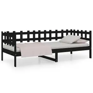 Berkfield Day Bed Black 90x190 cm Solid Wood Pine