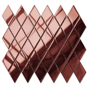 Glass mosaic on mesh for bathroom or kitchen 25cm x 29.2cm - Copper magic romb