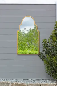 MirrorOutlet - The Arcus - Gold Metal Framed Arched Garden Wall Mirror 41"x 24" (104 x 61 cm)