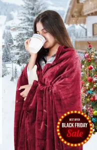 Reversible Sherpa Fleece Blankets Winter Wam Thick Mink Red Fleece Travel Blanket