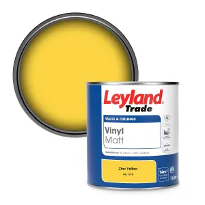 Leyland Trade Vinyl Matt Walls & Ceilings Emulsion Paint Zinc Yellow (RAL 1018) 1L