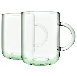 Pasabahce Aware Iconic Recycled Glass Mugs - 330ml - Green - Pack of 2