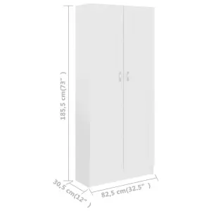 Berkfield Book Cabinet White 82.5x30.5x185.5 cm Engineered Wood