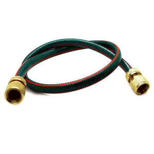 3 metres of Garden Hose Pipe with Brass Connectors Green 4 Layers Reel Connection Set to Outdoor Faucet Tap