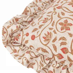 Seventy Three Linen Filigree Printed Ruffle Polyester Filled Cushion, 50 x 50cm