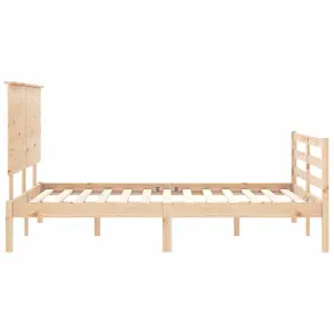 Berkfield Bed Frame with Headboard Small Double Solid Wood