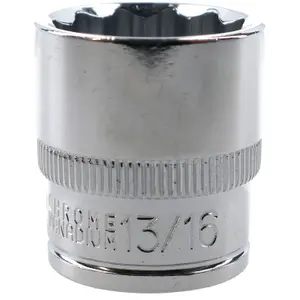 13/16" AF SAE Imperial Socket 3/8" Drive 12 Point Shallow Depth Chrome Vanadium Steel