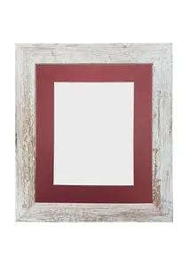 Metro Distressed White Frame with Red Mount for Image Size 24 x 20 Inch