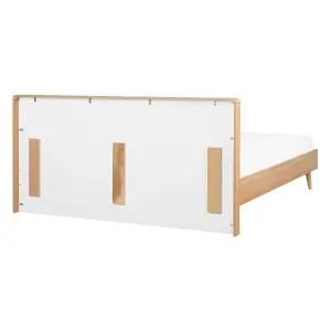 EU Double Size Bed Light Wood SERRIS