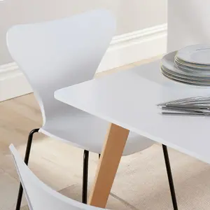 Home Source Trinity Table and 4 White Penny Chairs