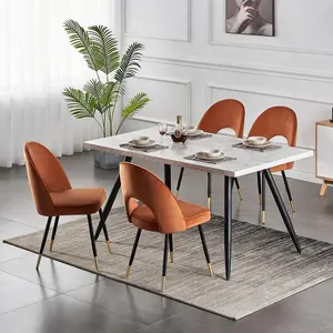 Zackery Velvet Upholstered Dining Chair (Set of 2) Orange