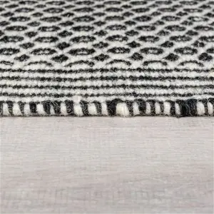 Churchgate Lyndon Wool Stair Runner, Country, Size: 60cm X 800cm (2ft X 26Ft), Black/White