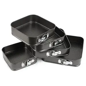 5PCS NON STICK BAKING CAKE MOULD TINS SQUARE SPRING FOAM BAKE TRAYS 5 PC PLATE