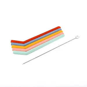 Silicone Straw 5PK different colors and matching cleaning tools