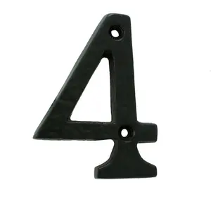 Black Antique Door Number 4 78mm Height 8mm Depth Iron Face Numeral Plaque