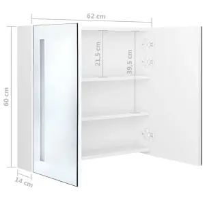 Berkfield LED Bathroom Mirror Cabinet Shining White 62x14x60 cm